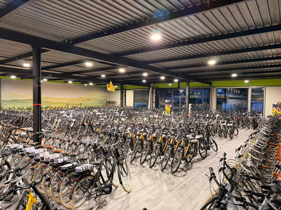Office workers commuting on bikes