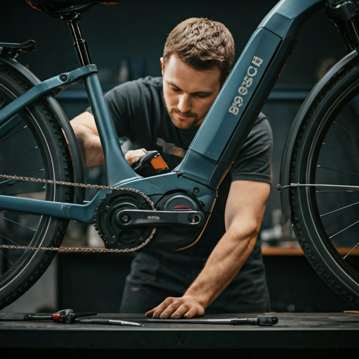 Professional mechanic working on a Bosch e-bike motor
